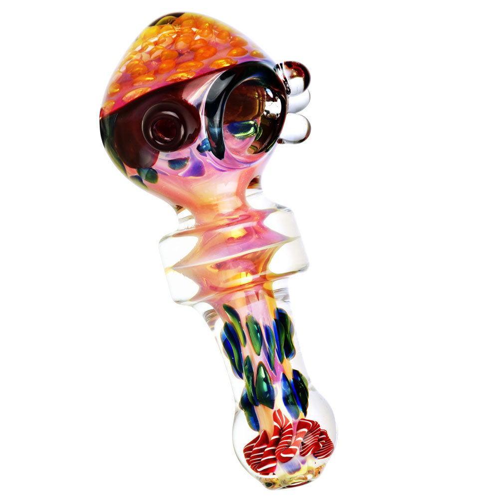 Artisanal Inside Out Ringed Neck Spoon Pipe for Dry Herbs, 4.75" Borosilicate Glass