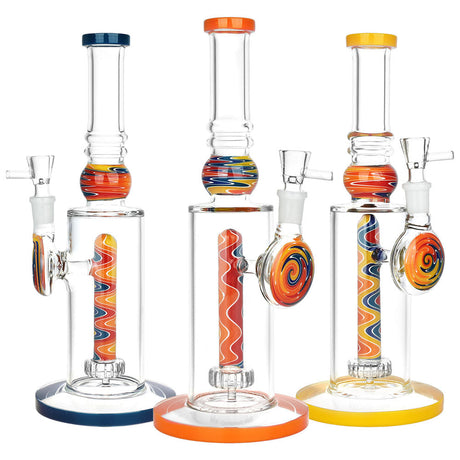 Ascension Wig Wag Glass Water Pipes in assorted psychedelic colors, 11 inches with 14mm female joint
