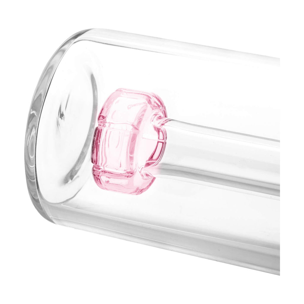 Close-up of PILOT DIARY 18mm 90 degree Ash Catcher in Pink, side view, on white background