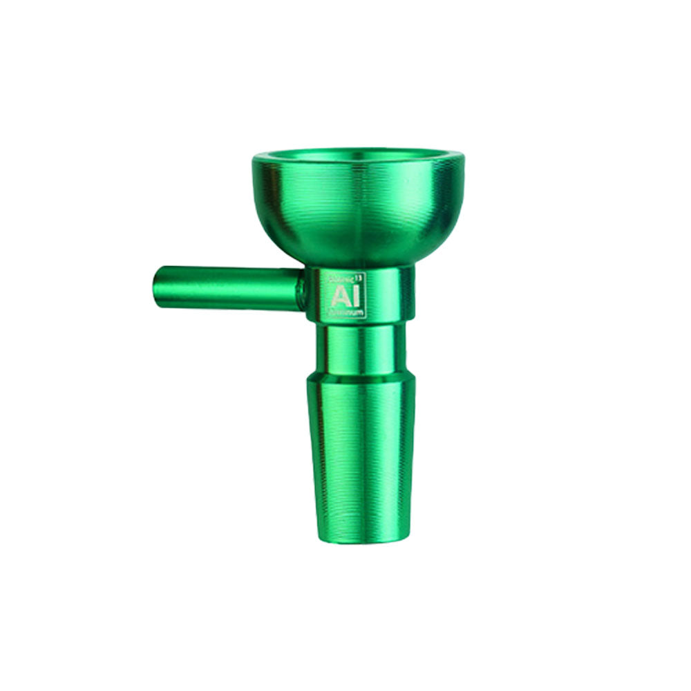 Atomic 13 Green Aluminum Herb Slide, 14mm Male Joint, Flat Top Design, Compact for Bongs