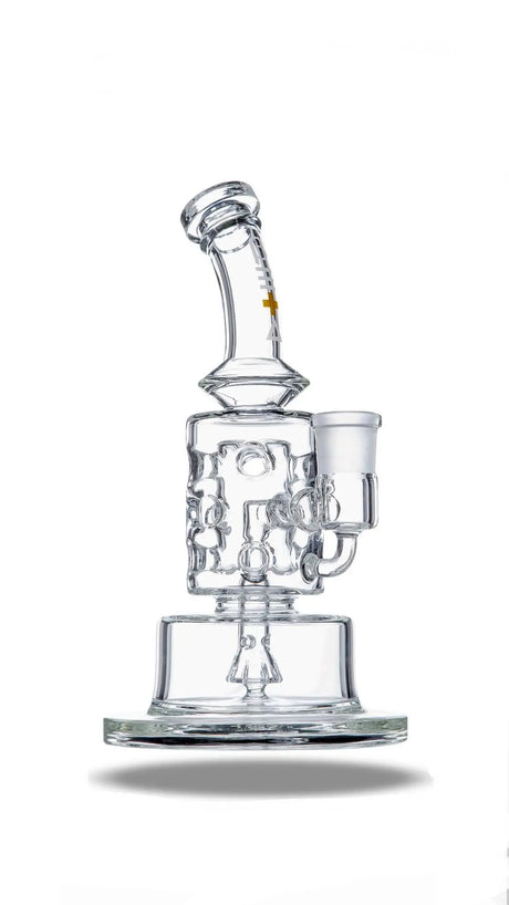 Beta Glass Labs Petra XL Dab Rig with Showerhead Percolator, 90 Degree Joint, Front View
