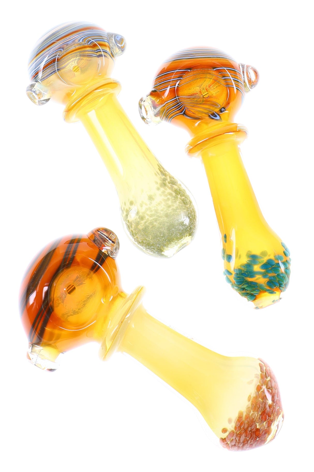 Silver Fumed Striped Ring Spoon Pipe “Halo Grip” – 4″ – Assorted Colors