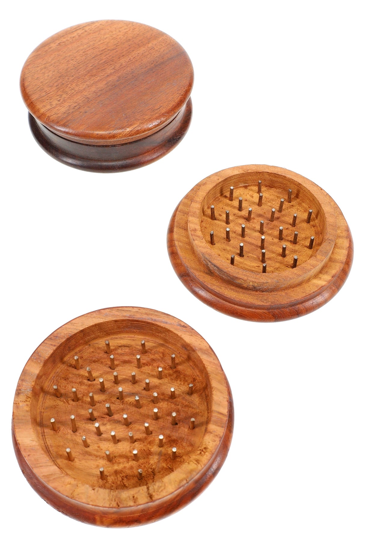 Wood 2-Part Herb Grinder “Oak Spin” – 2¾″