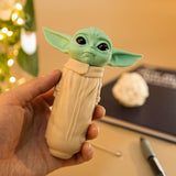 PILOT DIARY Baby Yoda Silicone Hand Pipe held in hand, 4.5" fun novelty design, for dry herbs and concentrates