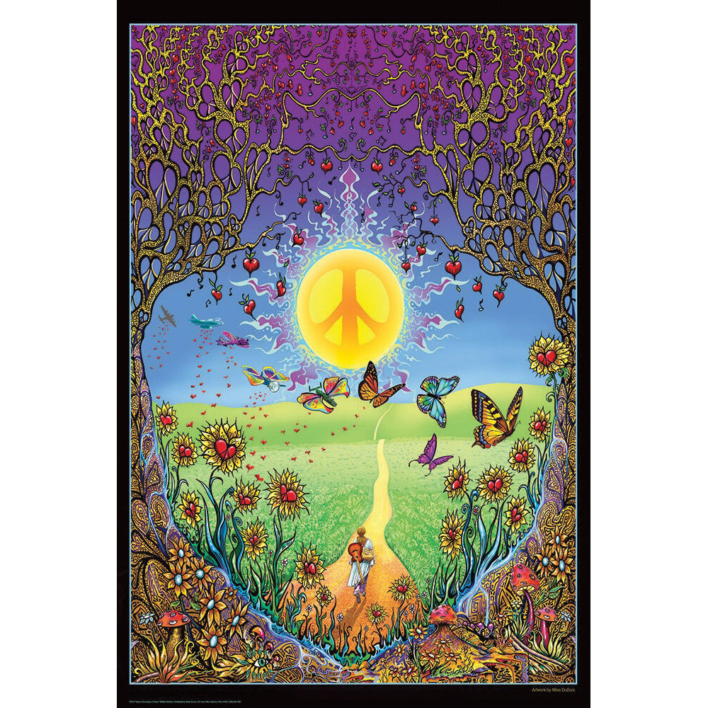 Colorful 'Back to the Garden of Peace' Poster featuring a peace sign and vibrant nature scene, size 24" x 36"