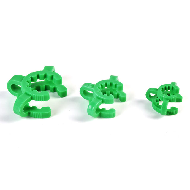 Pack of 25 small green plastic joint clips for bongs and dab rigs, portable and compact design