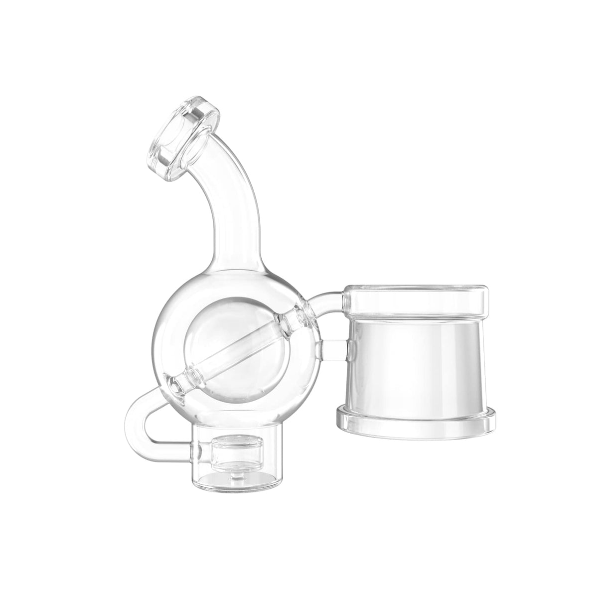 Dr. Dabber Switch Smooth Chug Ball Attachment, clear borosilicate glass, side view on white background