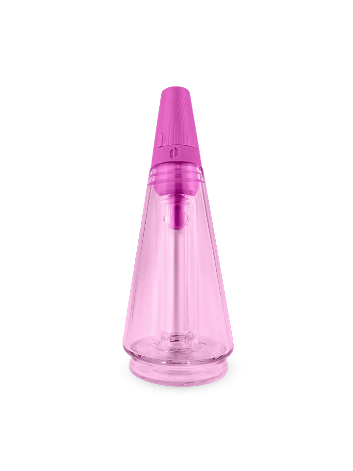 Puffco Travel Glass in Pink for Peak & Peak Pro, front view on seamless white background