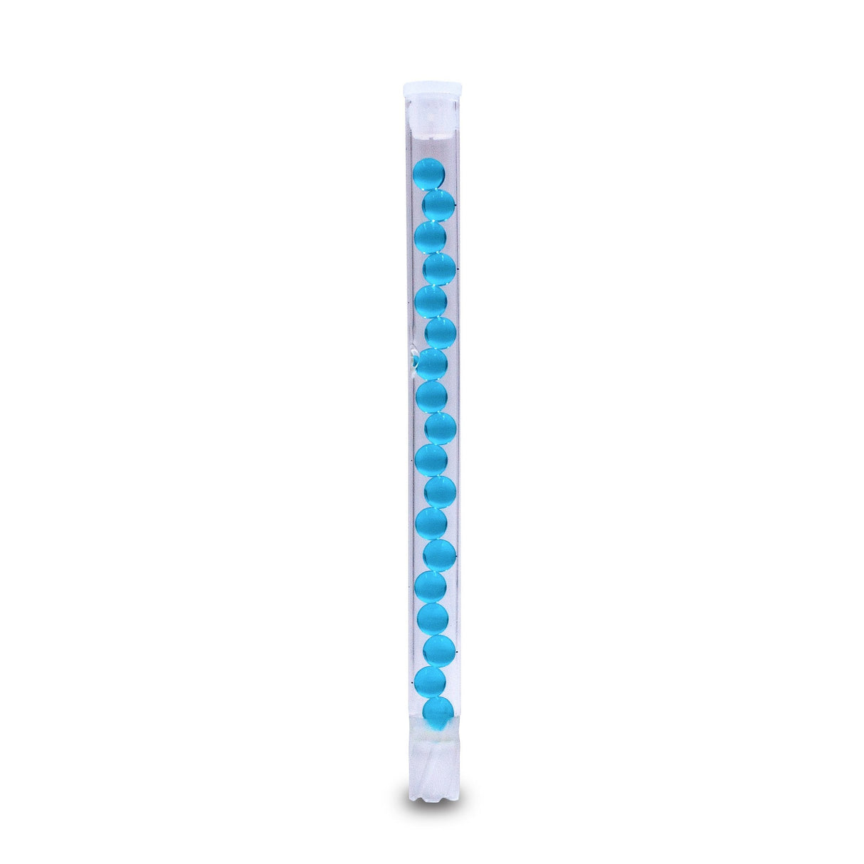 Light Blue Beaded Borosilicate Glass Cooling Stem for DynaVap Cap, 130mm, front view on white background