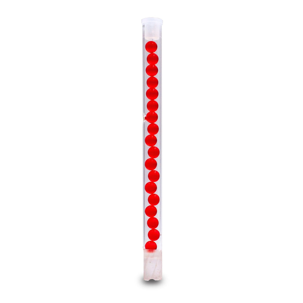 Beaded Borosilicate Glass Cooling Stem for DynaVap, Red, 130mm, Front View on White Background