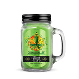 Beamer Candle Co. Smoke Killer 12 oz mason jar candle with cannabis leaf design, front view