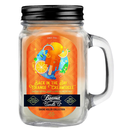 Beamer Candle Co. large mason jar candle with Orange Creamsicle scent, USA made soy wax blend