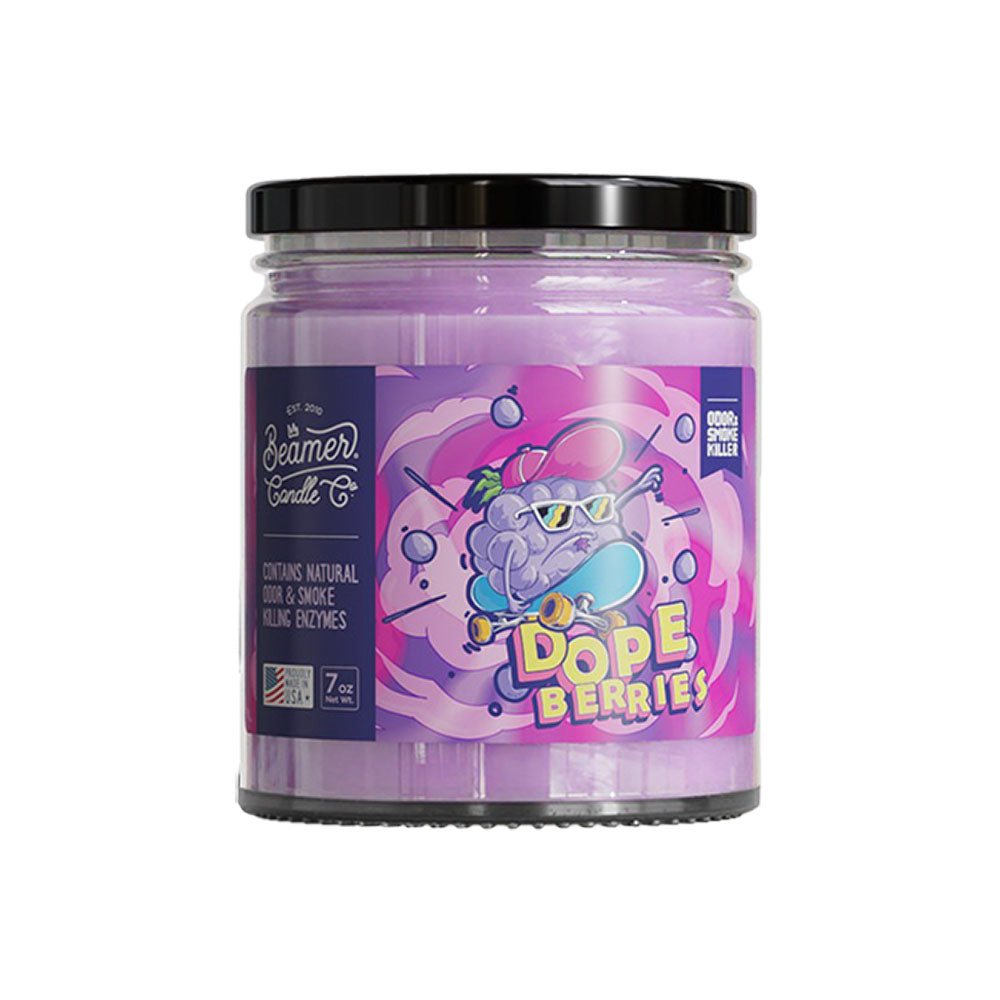 Beamer Candle Co. Dopeberries Odor Killer 7oz Glass Jar Candle, Black Label, USA Made
