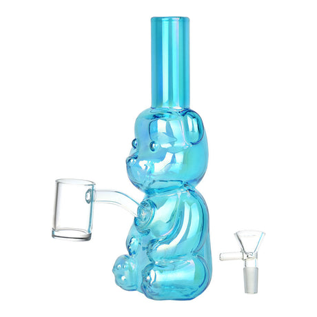 Bear Buddy Electroplated 6" Water Pipe in Assorted Colors with 10mm Female Joint and Banger