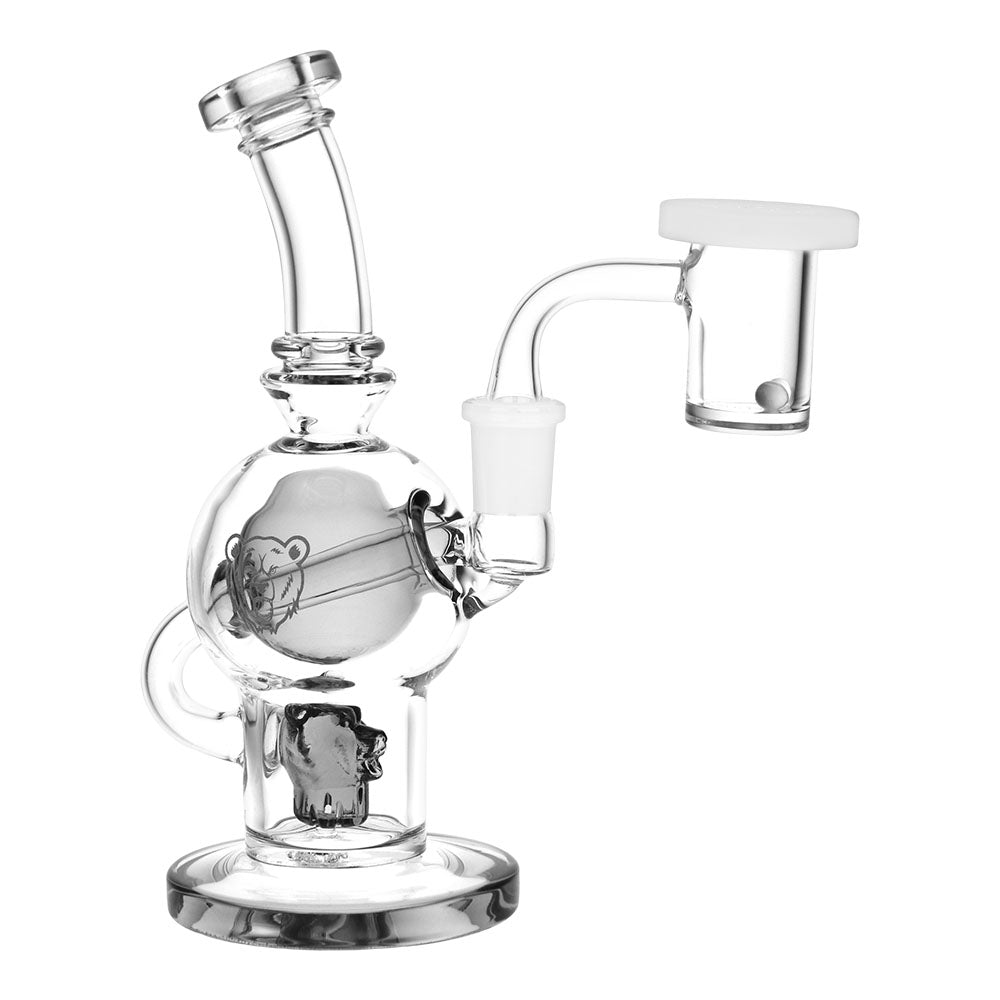 Bear Quartz BQ Sphere Dab Rig with Quartz Banger and Carb Cap, 7" 14mm Female Joint, Front View