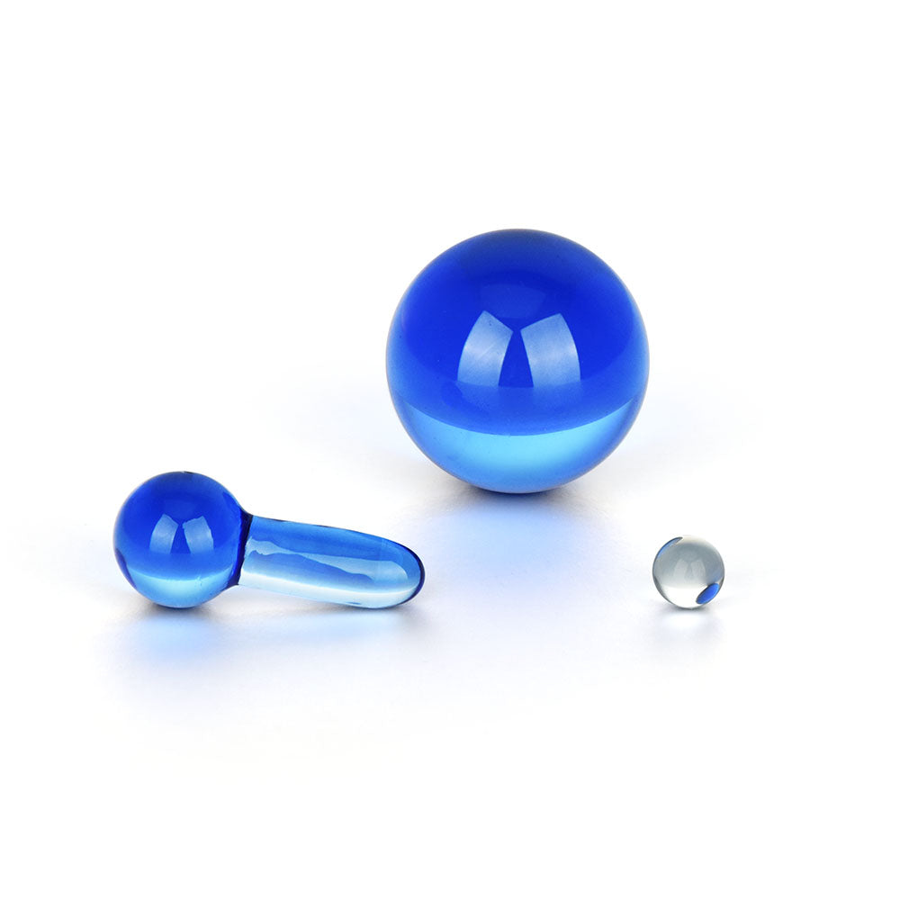 Bear Quartz Hanging Pillar Terp Marble Set for Bongs, Blue Quartz, Front View