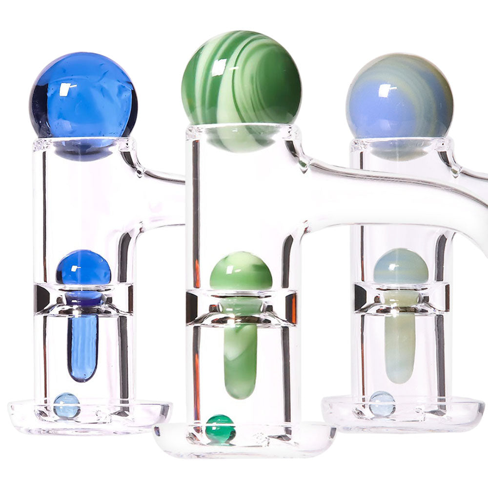 Bear Quartz Hanging Pillar Terp Marble Set for Bongs, Front View on White Background