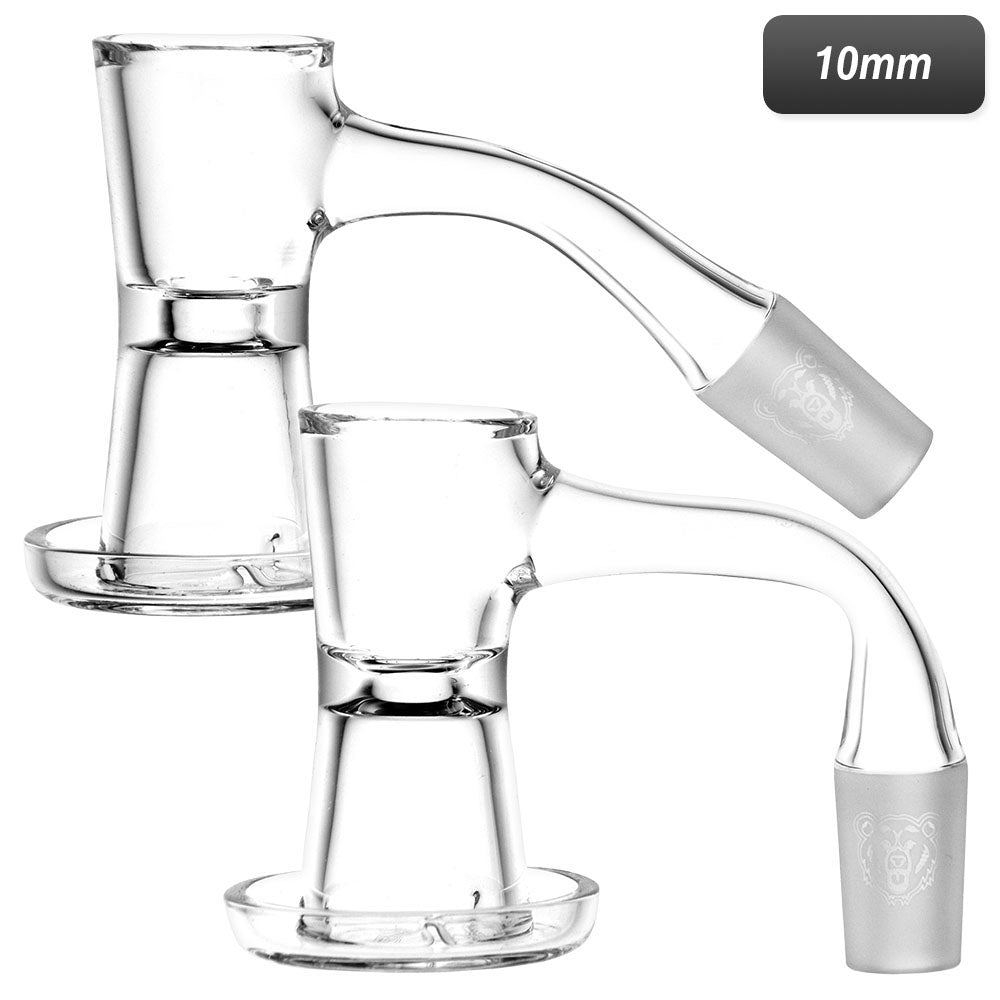 Bear Quartz Hourglass Slurper Banger, 10mm Male Joint, 45/90 Degree Angle, Clear Quartz