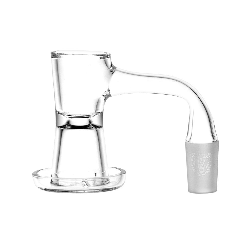 Bear Quartz Hourglass Slurper Banger, 14mm Male, 45 Degree, Clear Quartz Side View