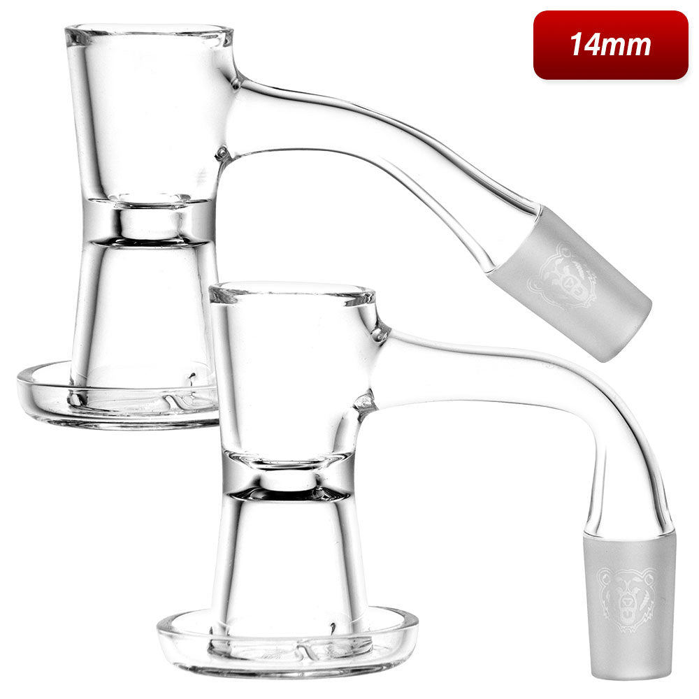 Bear Quartz Hourglass Slurper Banger, 14mm Male Joint at 45 Degree Angle, Clear Quartz