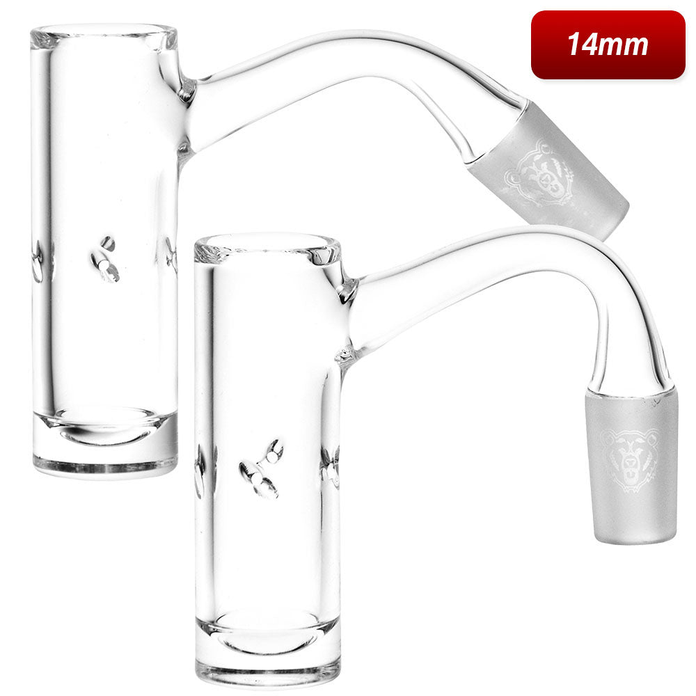 Bear Quartz Lowrider HighBrid Banger, 14mm Male Joint, Clear Quartz, Isolated on White