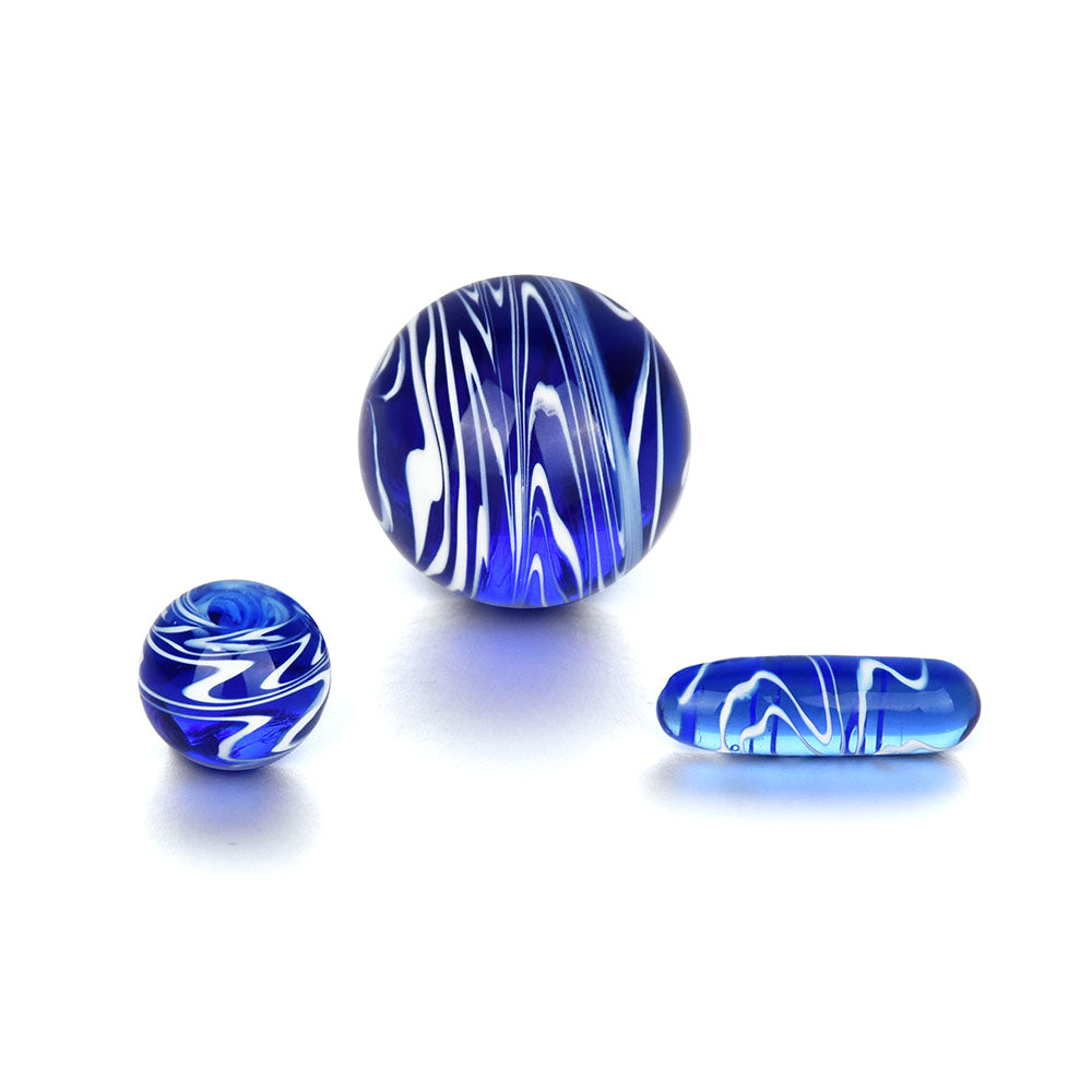 Bear Quartz Pillar Set for Dab Rigs, 22mm Quartz Bangers with Blue Swirl Design