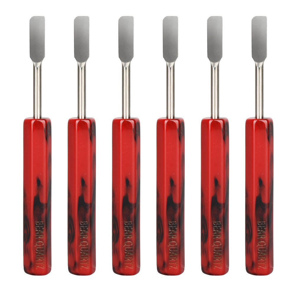 Bear Quartz Resin Handle Flat Tip Dab Tools, 4.5" length, 6pc Set on White Background