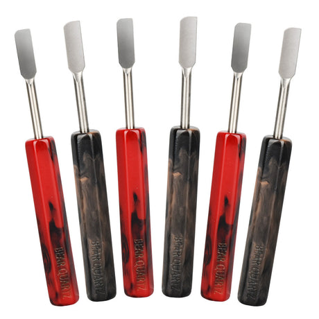 Bear Quartz Resin Handle Flat Tip Dab Tools, 4.5" 6pc Set for Concentrates - Front View