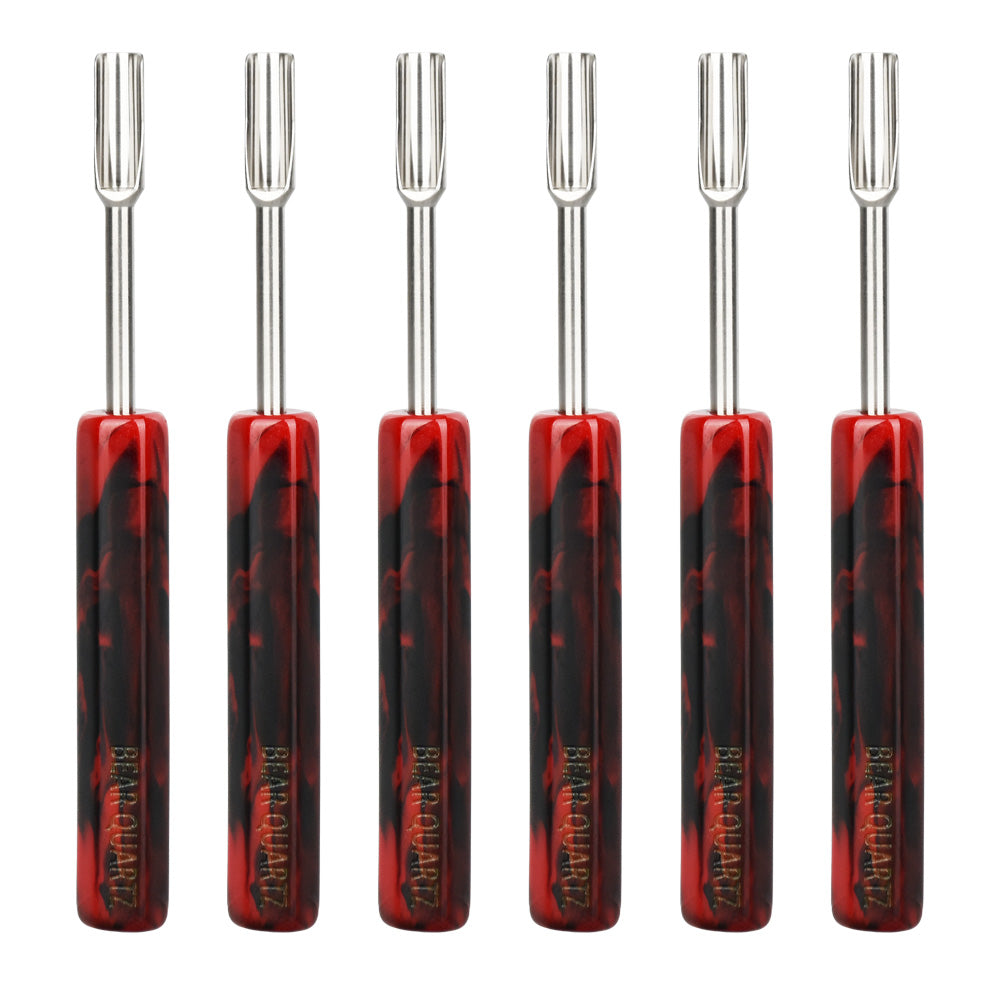 Bear Quartz Resin Handle Scoop Tip Dab Tools, 4.5" 6pc Set, Front View on White Background