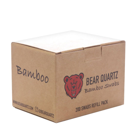 Bear Quartz Bamboo Swabs Kit front view, 200 pack box for dab rig maintenance