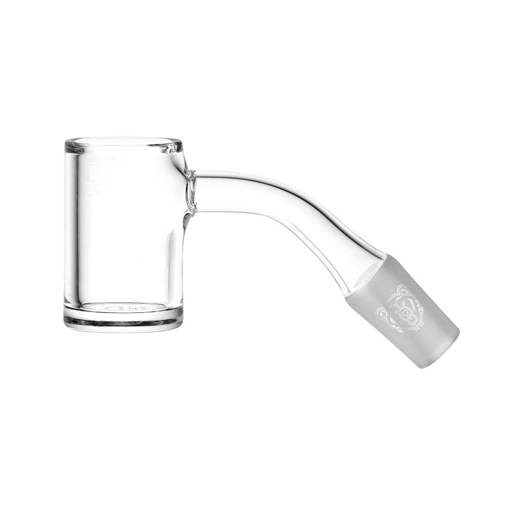 Bear Quartz V2 Flat 25MM Banger, 10mm Male Joint at 90 Degree Angle, Clear Quartz Side View
