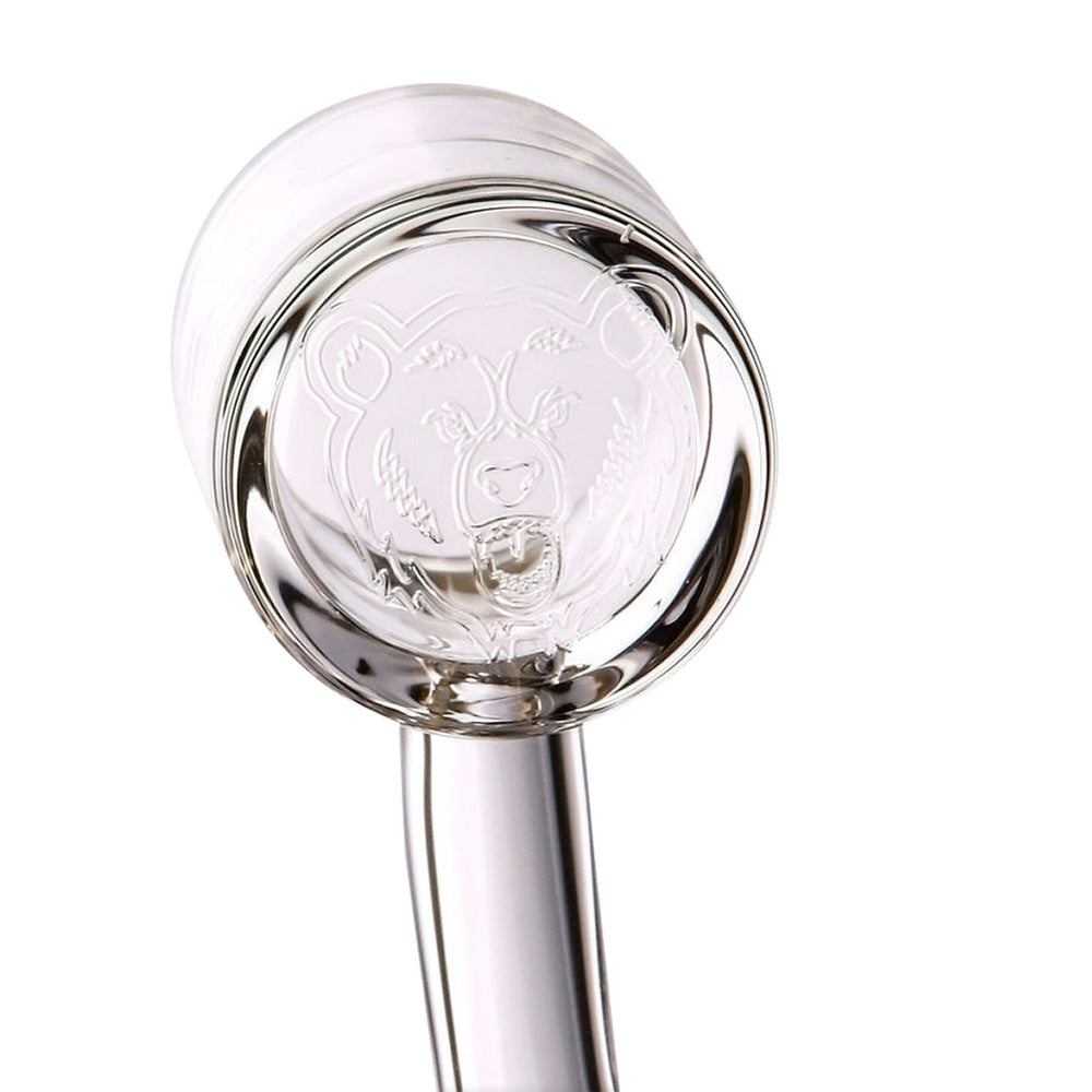 Bear Quartz V2 Flat 25MM Banger with 10mm Male Joint, Clear Quartz, Side View