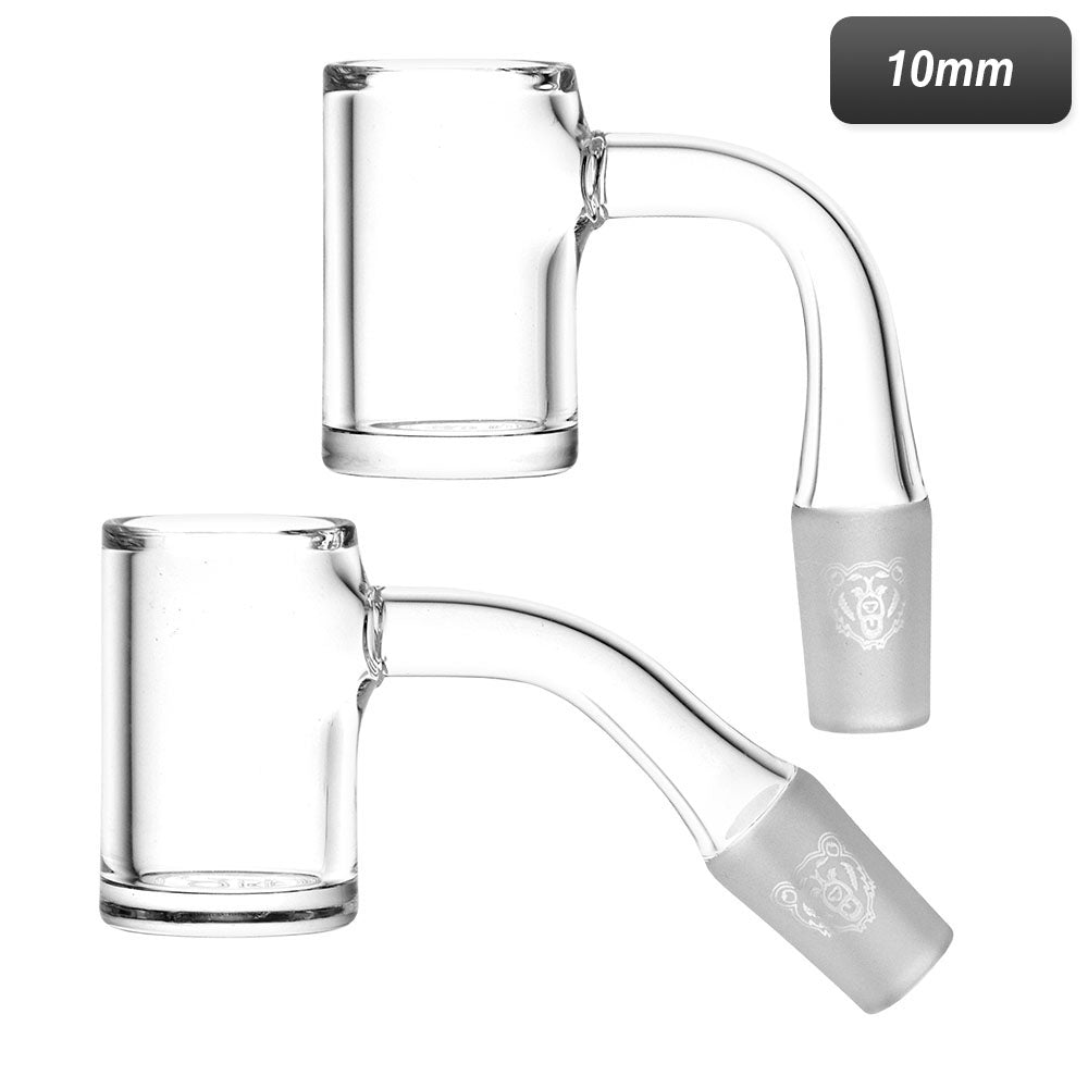 Bear Quartz V2 Flat 25MM Banger, 10mm Male Joint, 45 and 90 Degree Angles, Clear Quartz
