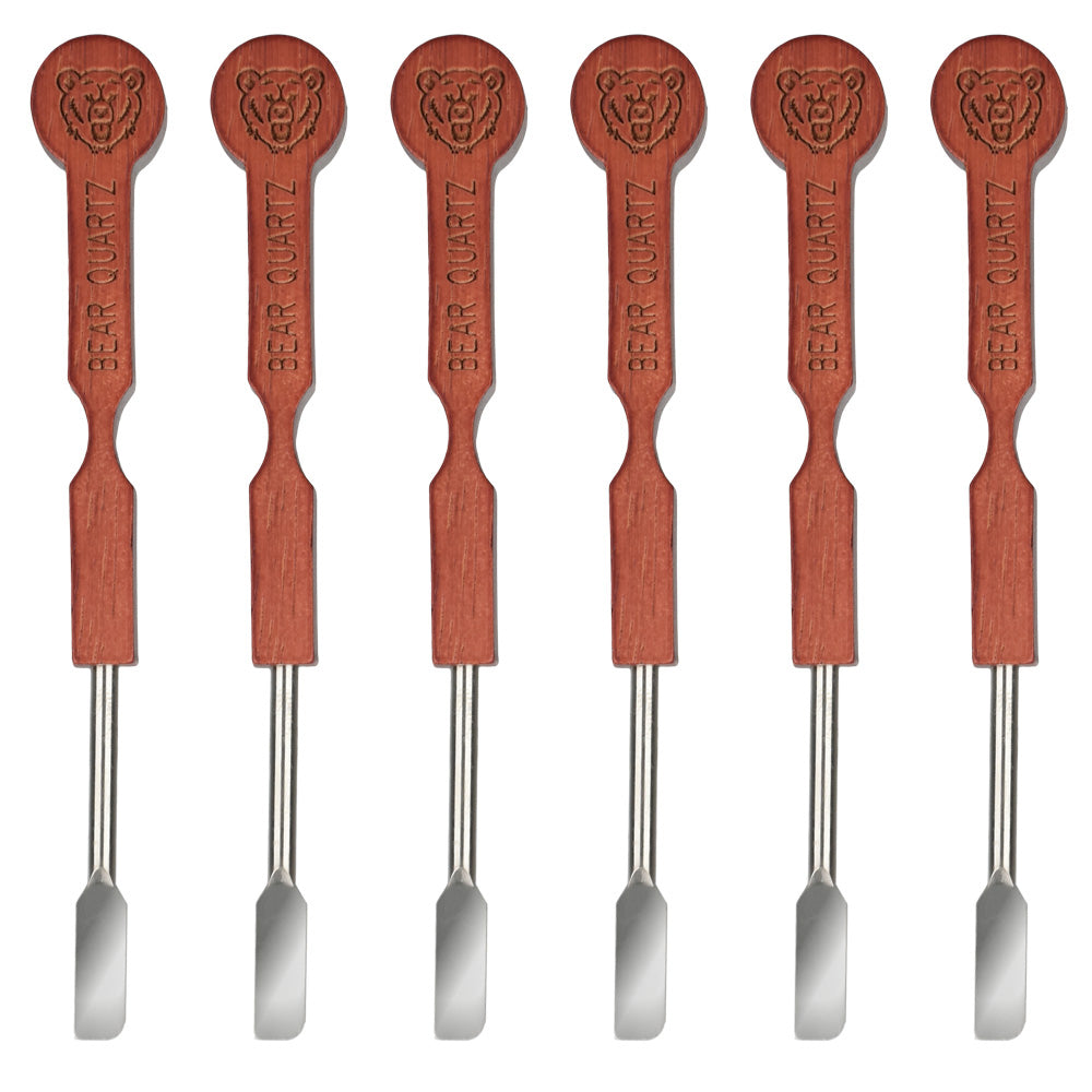 Bear Quartz Wood Handle Flat Tip Dab Tools, 5.5" Length, 6pc Set Front View