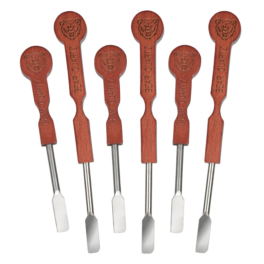 Bear Quartz Wood Handle Flat Tip Dab Tools, 5.5" Size, 6-Piece Set Front View