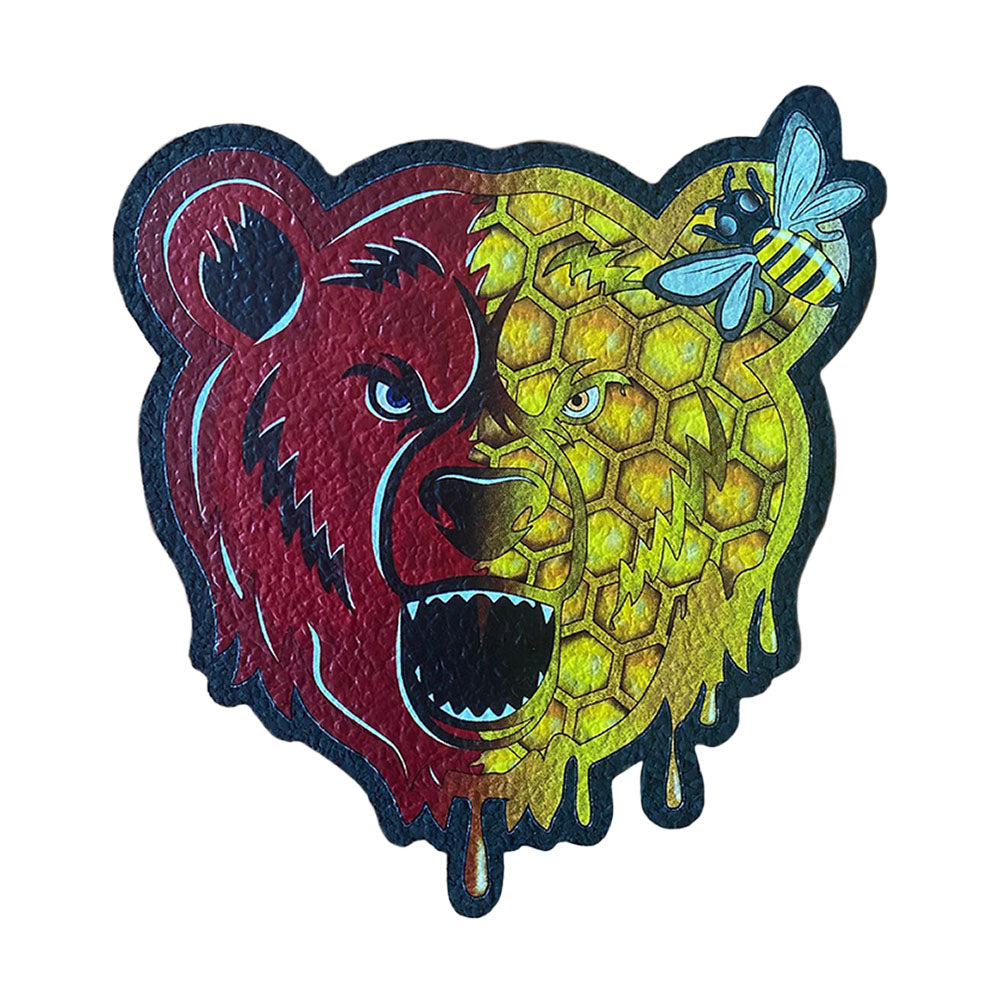 Bear Quartz x moodmats B-HIVE Dab Mat, 8" Rubber with Honeycomb and Bear Design
