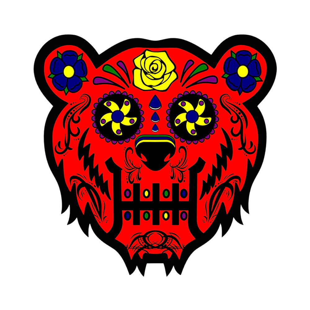 Bear Quartz x moodmats Bear Candy Red Dab Mat with vibrant novelty design, medium size, front view