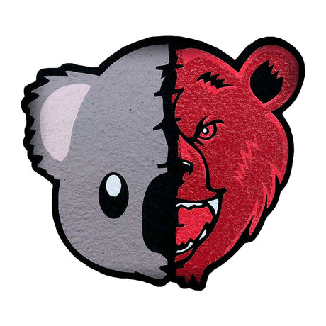 Bear Quartz x moodmats Dab Mat with Koala and Bear design, 8" neoprene rubber, top view