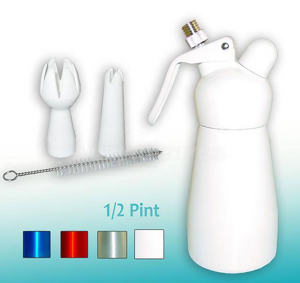 Best Whip Cream Dispenser with Steel Attachments, Medium Size, Top View on White Background