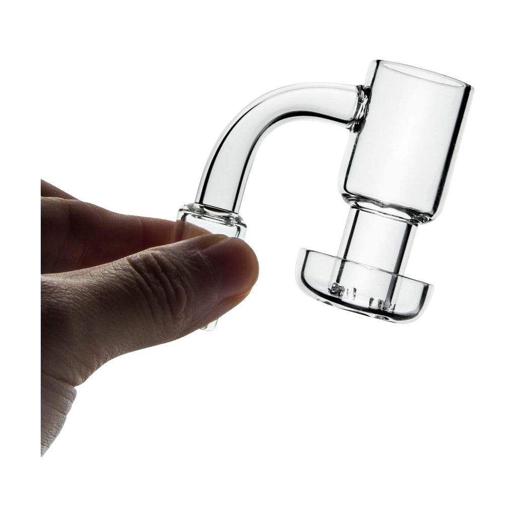 PILOT DIARY 14mm Terp Slurper Quartz Banger held in hand, clear view on white background