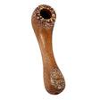 Extra Small Betel Nut Wood Pipe for Dry Herbs, Spoon Design, Top View on White Background