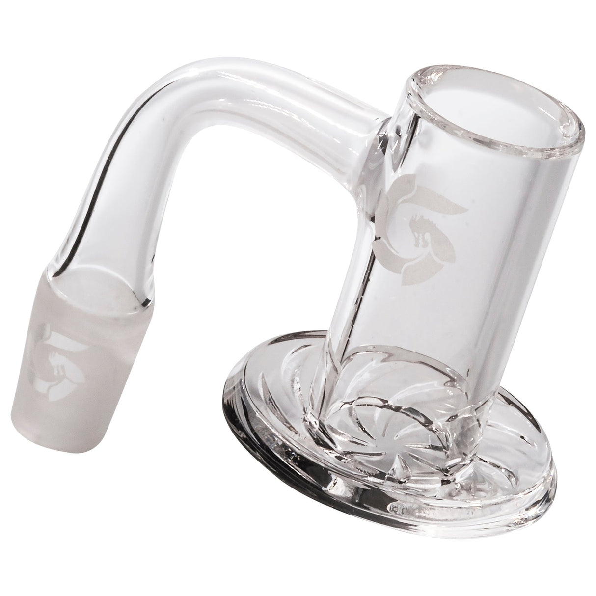 Glasshouse Bevel Top Hurricane 25mm Quartz Banger, Male Joint, Side View on White Background