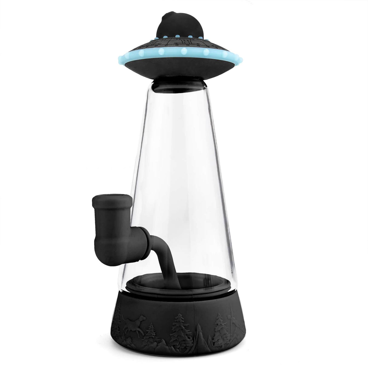 Glass Silicone UFO Bong with Glow-in-the-Dark Lid