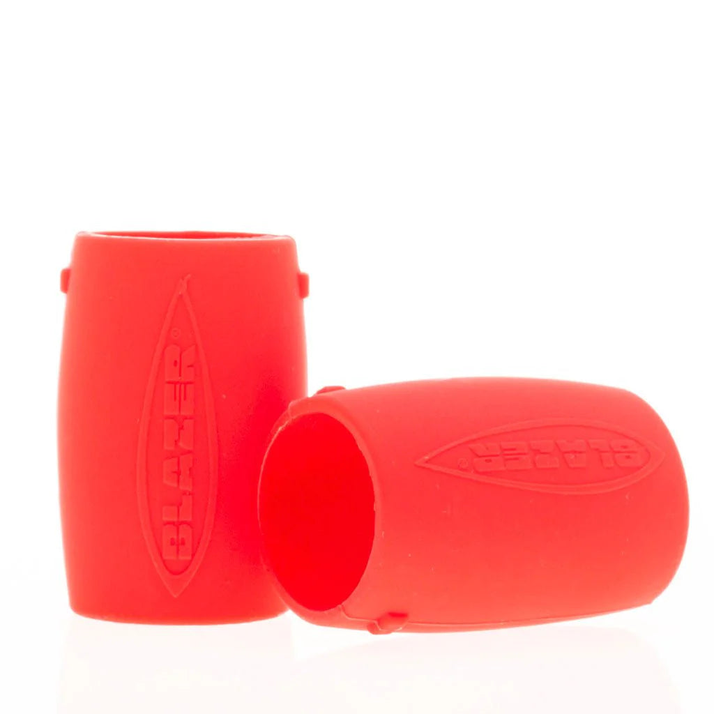 Blazer Silicone Nozzle Guard in Red, 2-Pack for Dab Rigs, Front View on White Background