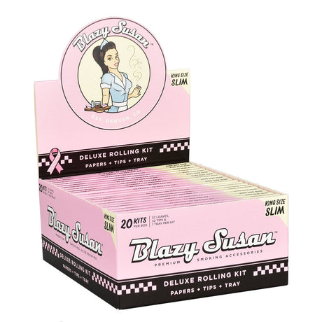Blazy Susan Pink Rolling Papers Deluxe Kit, 32pk, Front View Display Box
