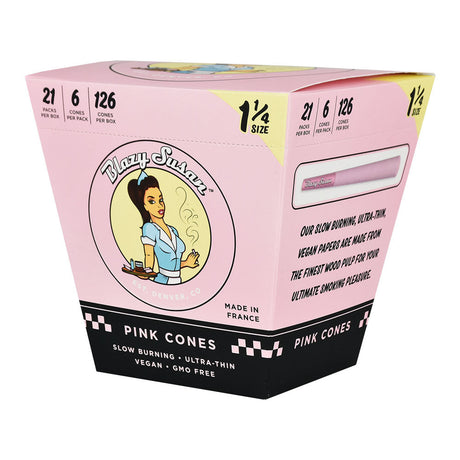 Blazy Susan Pink Pre-Rolled Cones 21-Pack Display, 1 1/4" Size, Vegan and GMO-Free