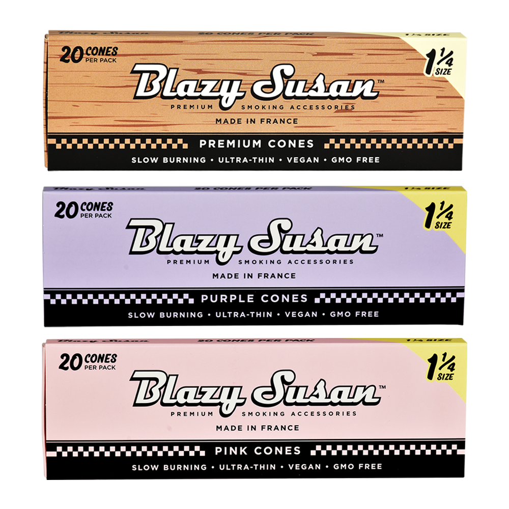 Blazy Susan Pre-Rolled Cones | 1 1/4 | 20pc Slide Box | 12pk Display