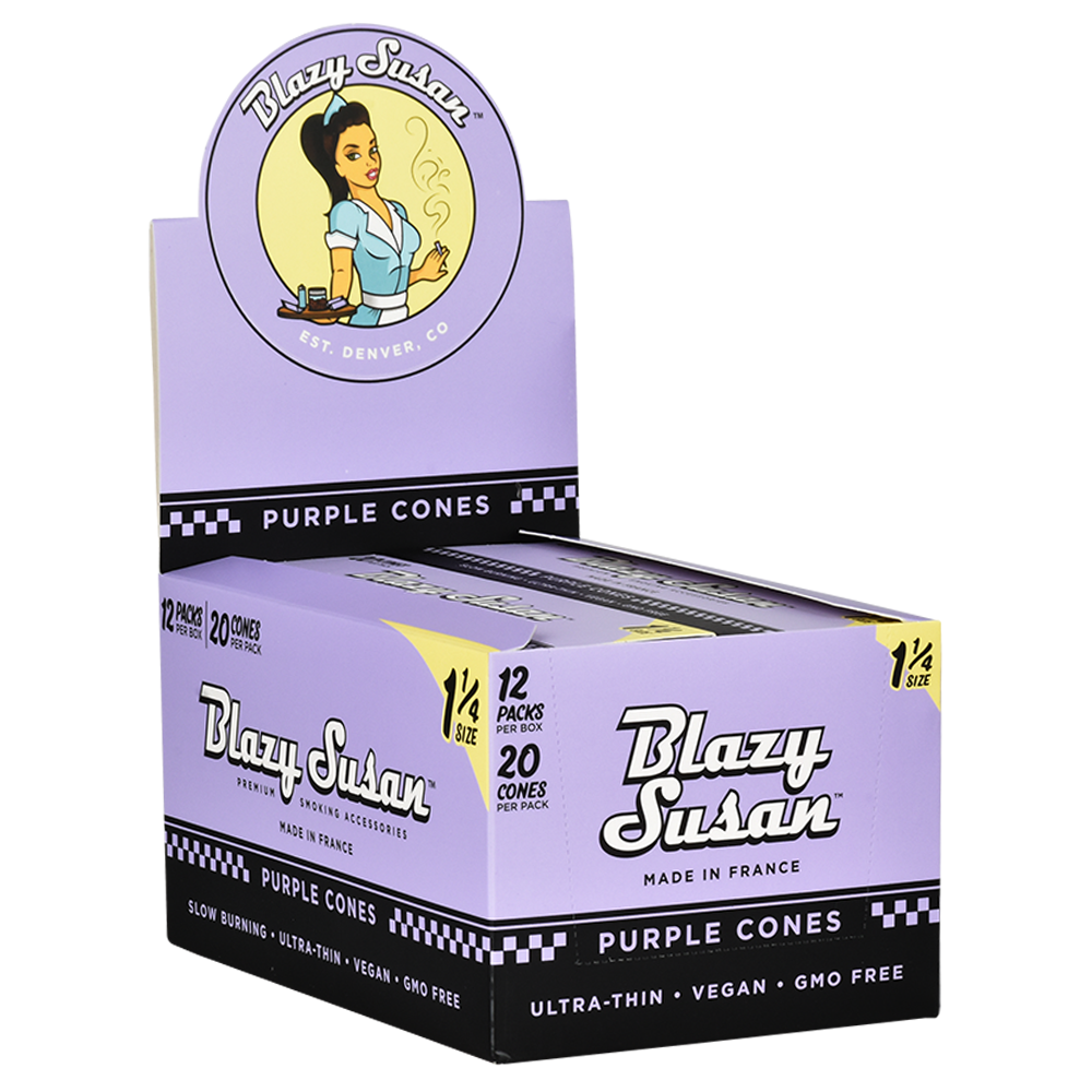 Blazy Susan Pre-Rolled Cones | 1 1/4 | 20pc Slide Box | 12pk Display