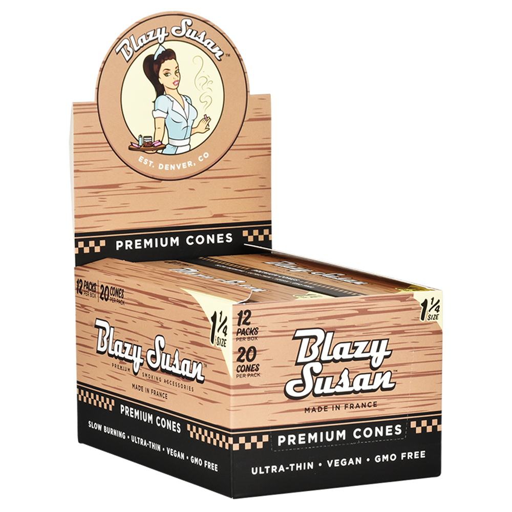 Blazy Susan Pre-Rolled Cones | 1 1/4 | 20pc Slide Box | 12pk Display