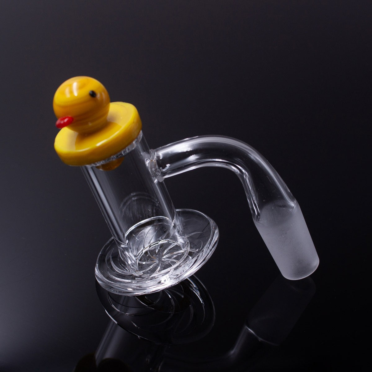 The Stash Shack Blender Style Quartz Banger with Duck Cap - Angled Side View